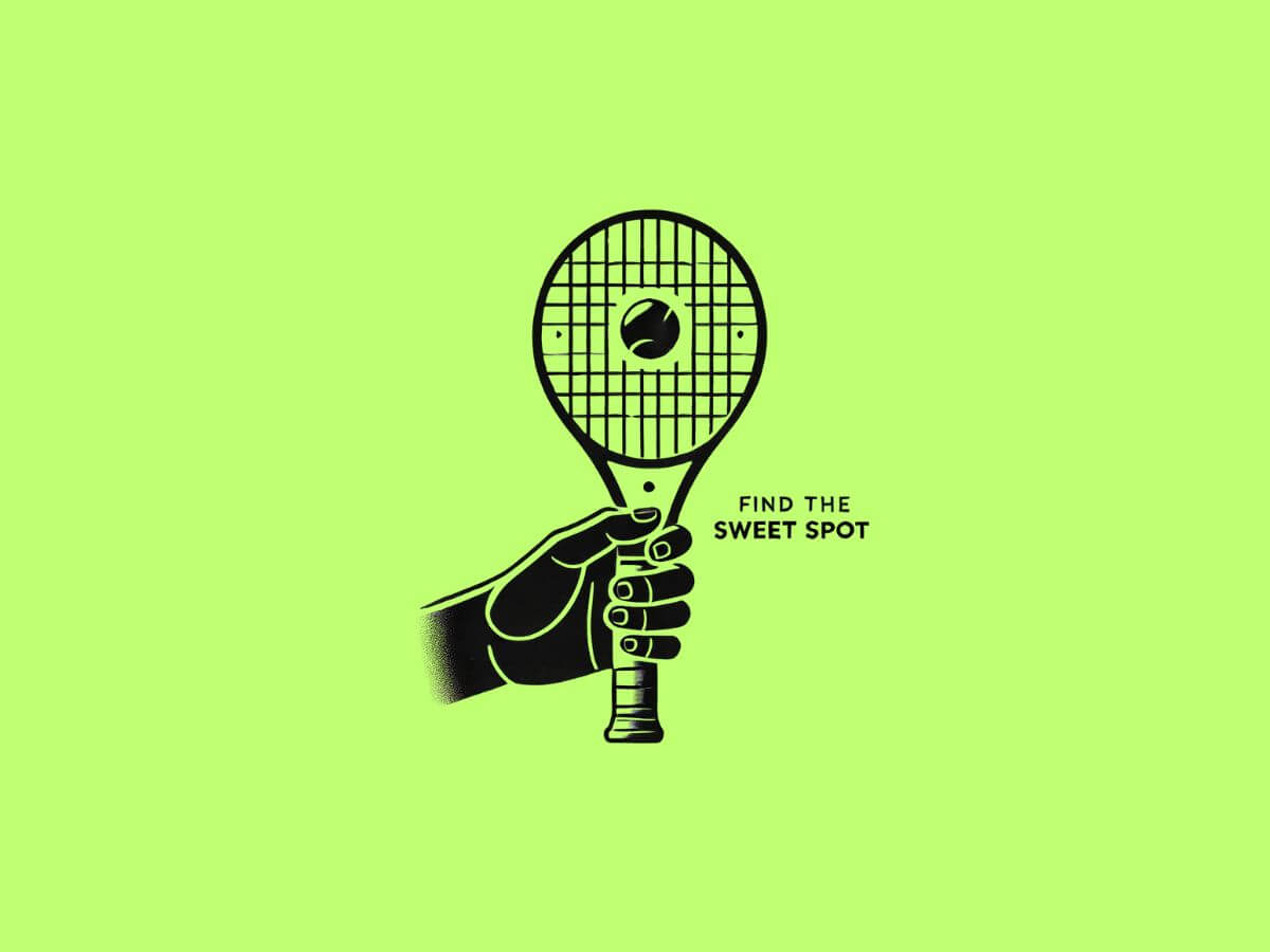 The Grip Finding Your Sweet Spot tennis racket being gripped by a hand